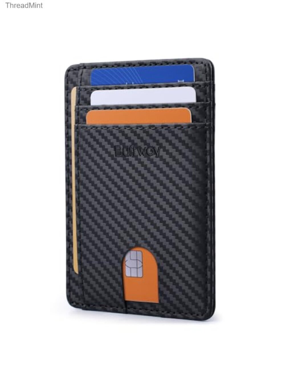 Slim Minimalist Front Pocket Faux Leather RFID Blocking Wallet 8 Card Slots